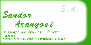 sandor aranyosi business card